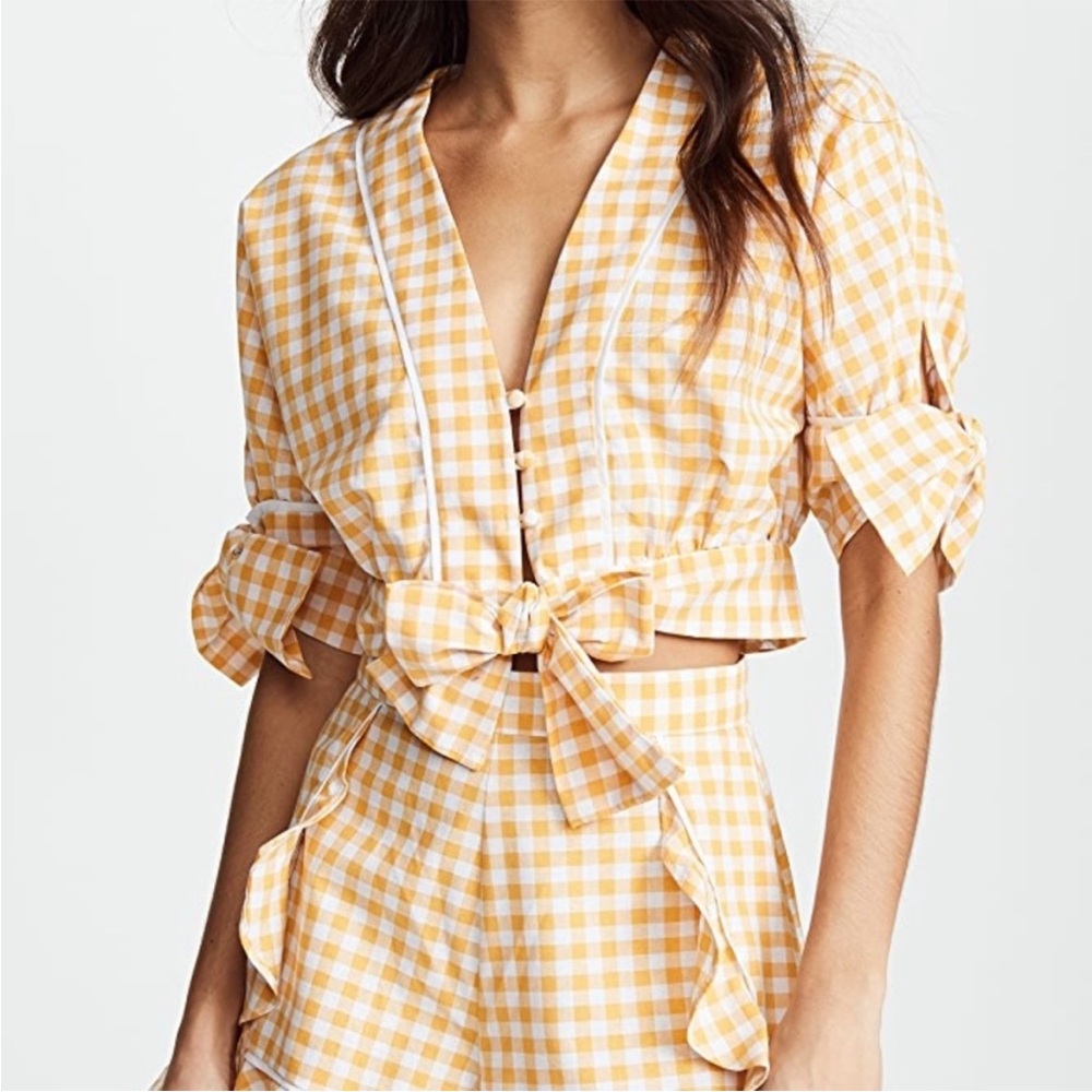 NWT The fifth label yellow gingham Idyllic cotton CROP TOP Large